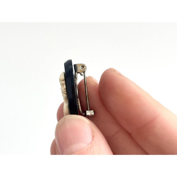 Faux Cameo Victorian Style Profiled Lady Oval Costume Jewelry Brooch | Lapel Pin - Picture 9 of 10